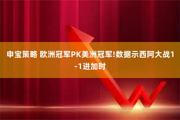 申宝策略 欧洲冠军PK美洲冠军!数据示西阿大战1-1进加时